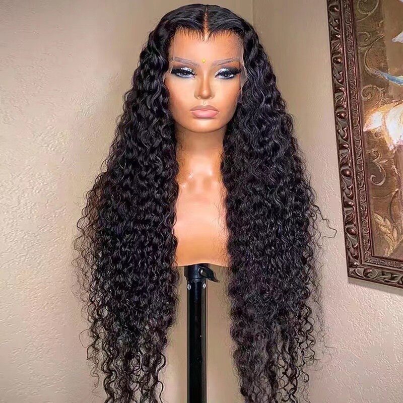 Peluca Frontal de onda profunda para mujeres negras, cabello humano rizado 13x4, peluca Frontal de encaje transparente Full Hd, pelucas húmedas