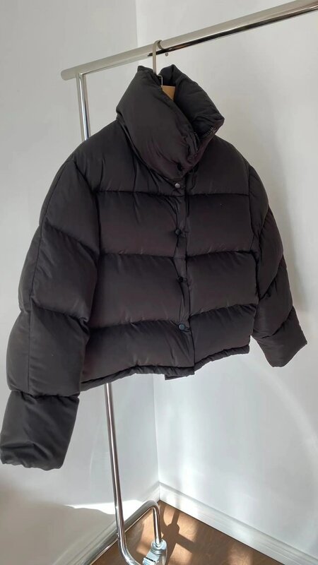 New autumn and winter new style retro loose high collar short down jacket
