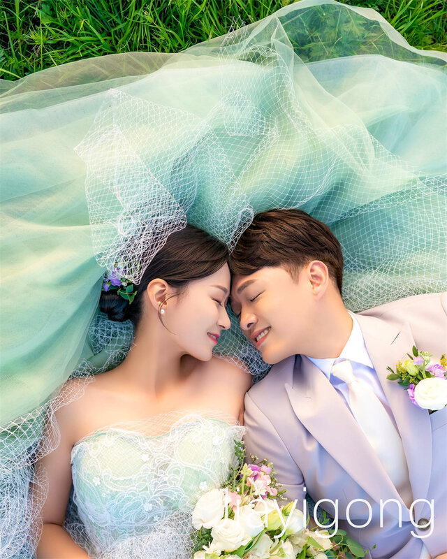 ลูก jiayigong เดรสผ้าตาข่ายผ้าโปร่งแต่งจีบสำหรับงานเลี้ยงแต่งงาน
