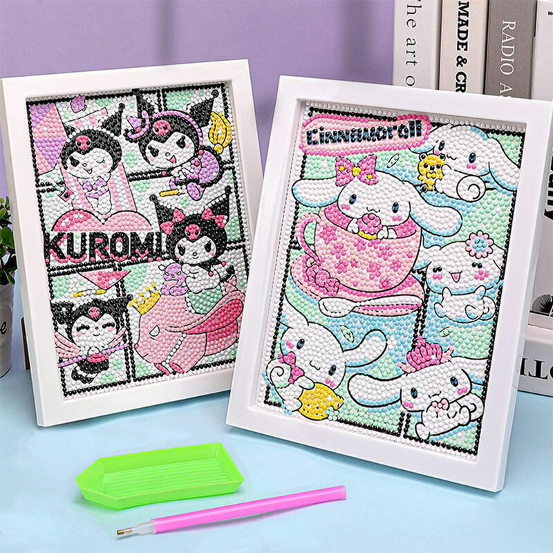 Sanrio Diamond Painting Hello Kitty Cartoon Full Diamond Mosaic 5D DIY Cross Stitch Kits Diamond Art Home Decor with Frame