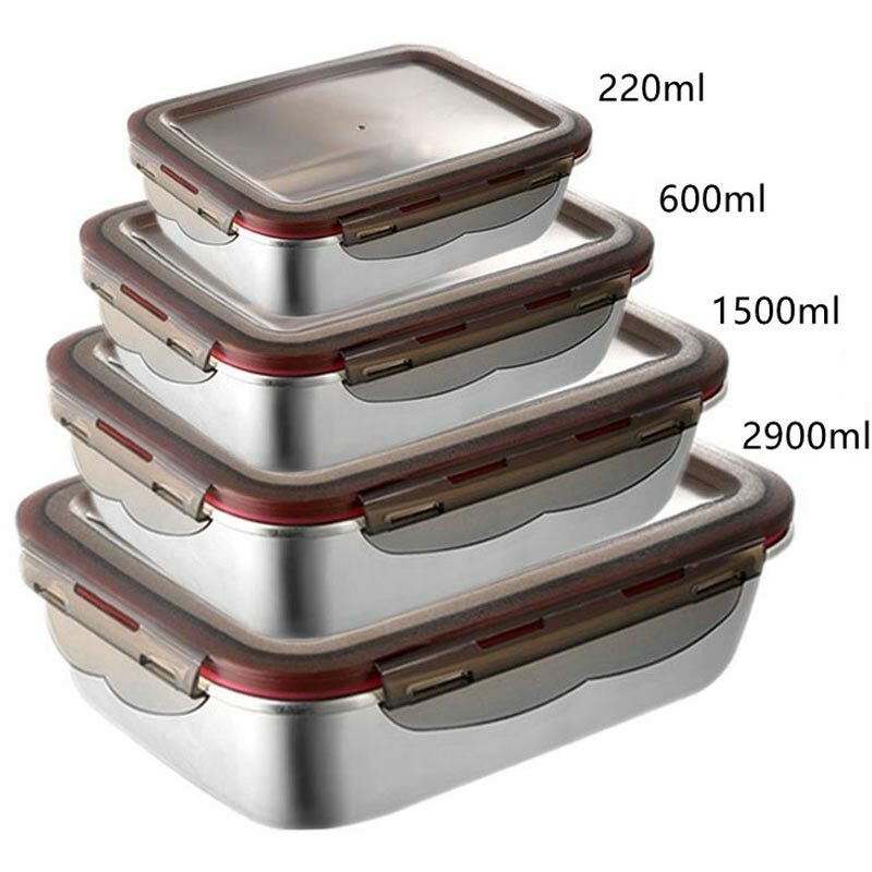 กล่องเบนโตะสแตนเลสอาหารกล่องเดินทางกันรั่วกล่องดอง304สำหรับใช้ในครัวเรือนไมโครเวฟความร้อน
