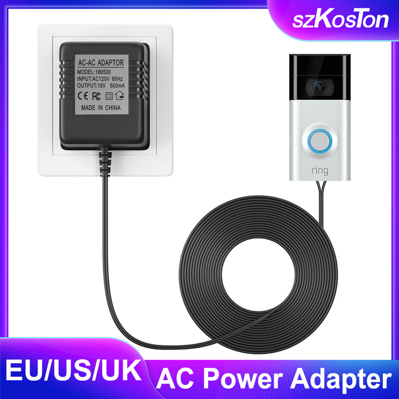US UK EU Plug 18V AC Power Adapter Transformer Charger for Wifi Smart Video Doorbell Camera Door Bell  Intercom Ring 230V 110V