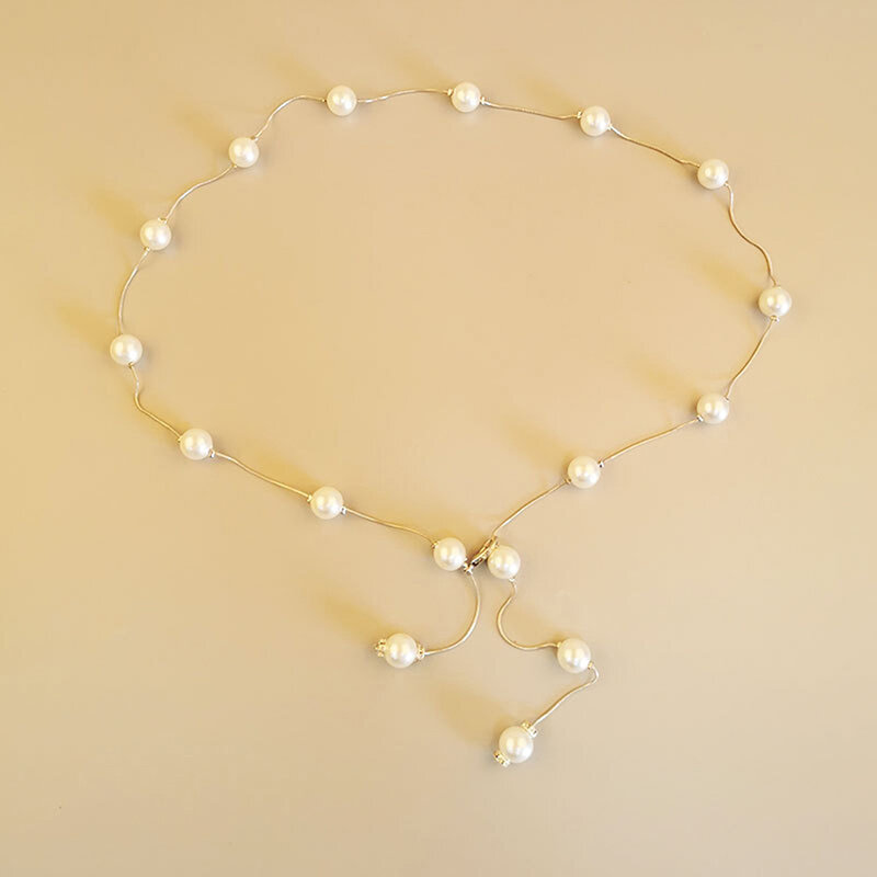 Cintura da donna di perle cintura a catena sottile in metallo regolabile semplice per le signore vestono gioielli decorativi con cintura sottile