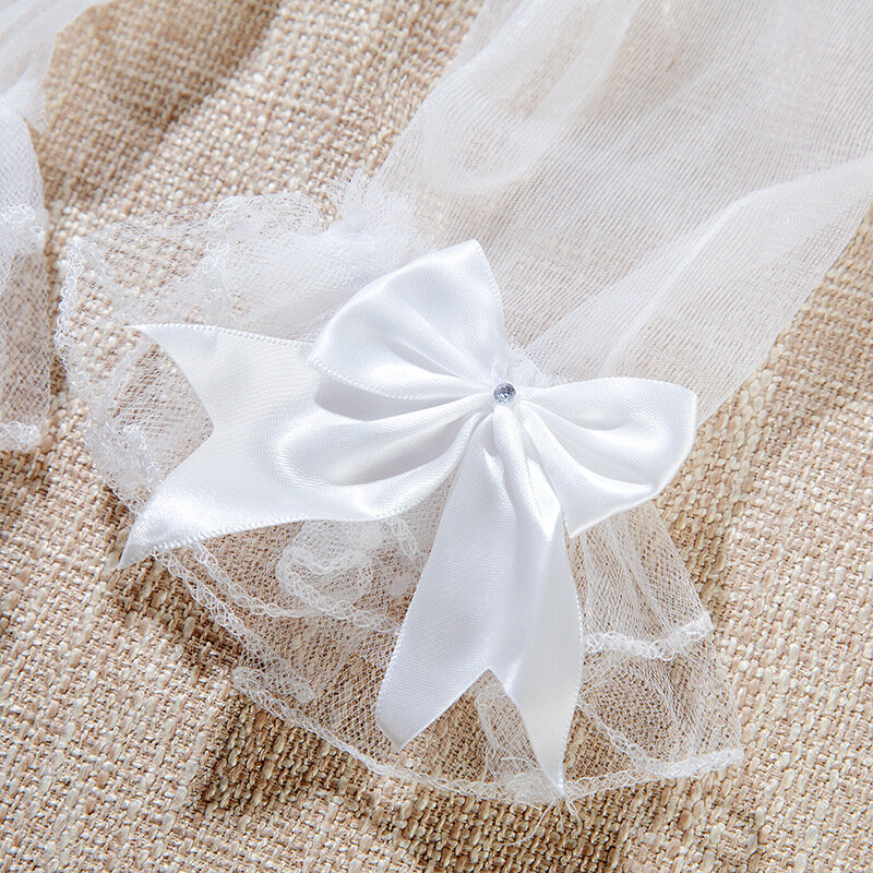 Luvas De Casamento De Malha Curta, Luvas De Flor De Cinco Dedos De Renda, Inclui Vestido De Noiva