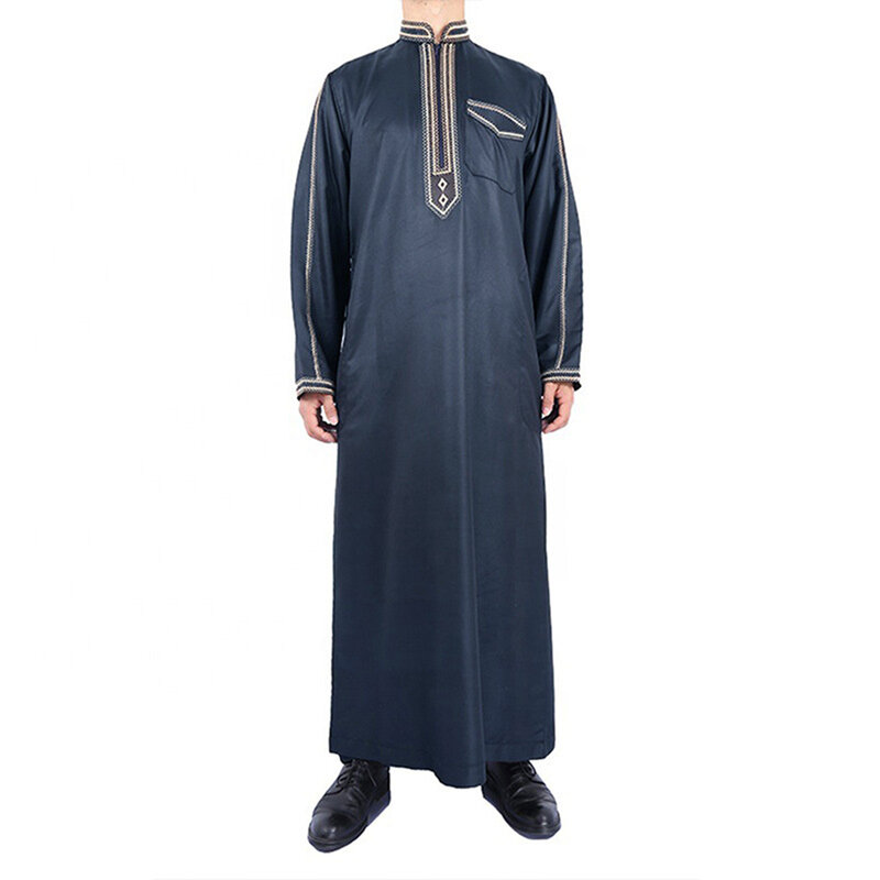 Comodi uomini di festa quotidiana di moda vestono vestiti Casual comodi manica lunga allentati musulmani leggermente elasticizzati primavera