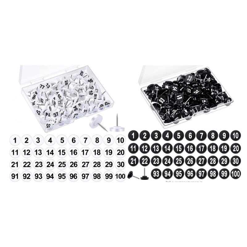 100 Pieces Numbered Pushpins from 1 to 100 Map Pin 6.3In Round Decoraive Thumbtack for DIY Photo Wall Cork Board