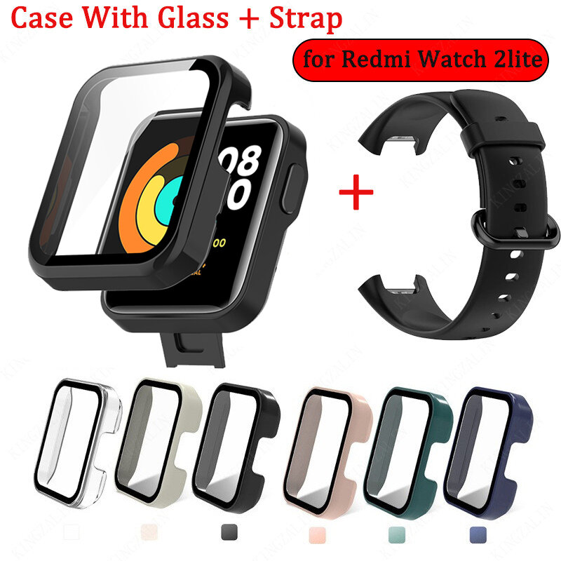 Glass +Strap For Xiaomi Redmi Watch 2 Lite watch2 Silicone Cover Watchband Bracelet fo Redmi Watch2 Mi Watch Lite Screen Protect