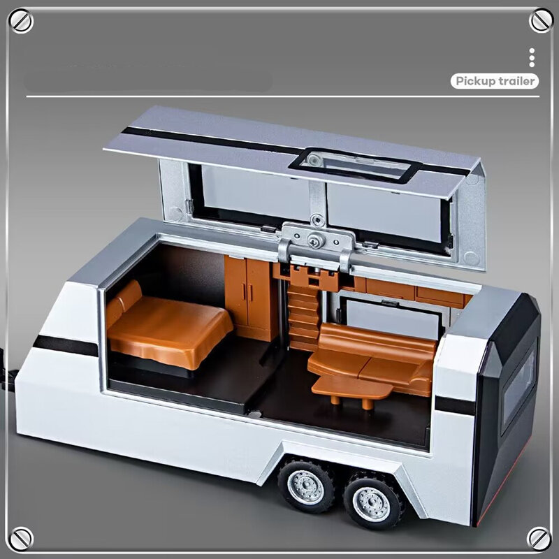 1/32 Cyber toy truck Pickup Trailer Alloy Car Model Diecasts Metal Off-road Vehicles Truck Model Sound and Light Kids Toys Gift