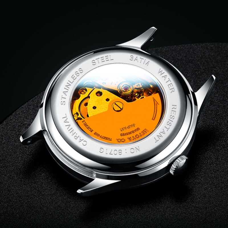 Мужские автоматические механические часы CARNIVAL 2023, Роскошные водонепроницаемые часы из нержавеющей стали с сапфировым стеклом, 30 м