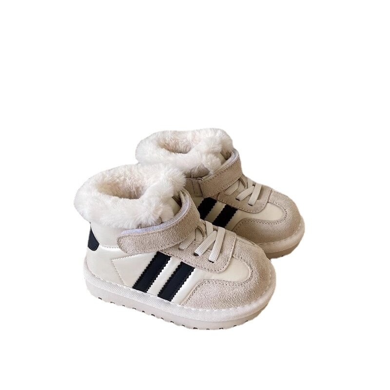 Botas de nieve para bebé y niño, zapatos de algodón integrados de piel, antideslizantes, acolchadas, para caminar, Invierno