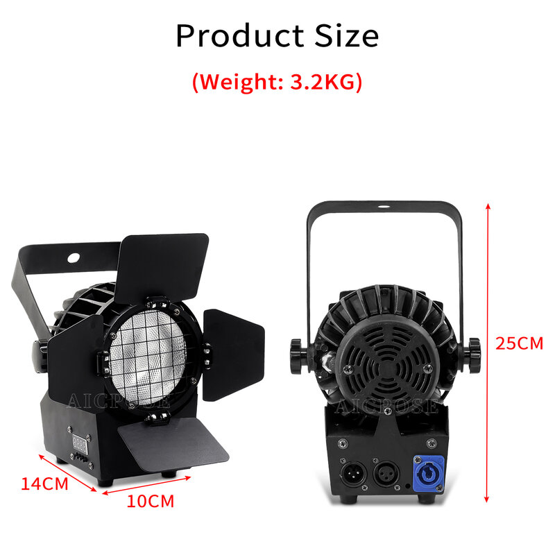 Mini LED Stage Spotlight com porta de celeiro, controle DMX, equipamento de discoteca, RGBW, DMX, 200W, 4 em 1, branco, branco quente, RGBW, 4pcs lotes