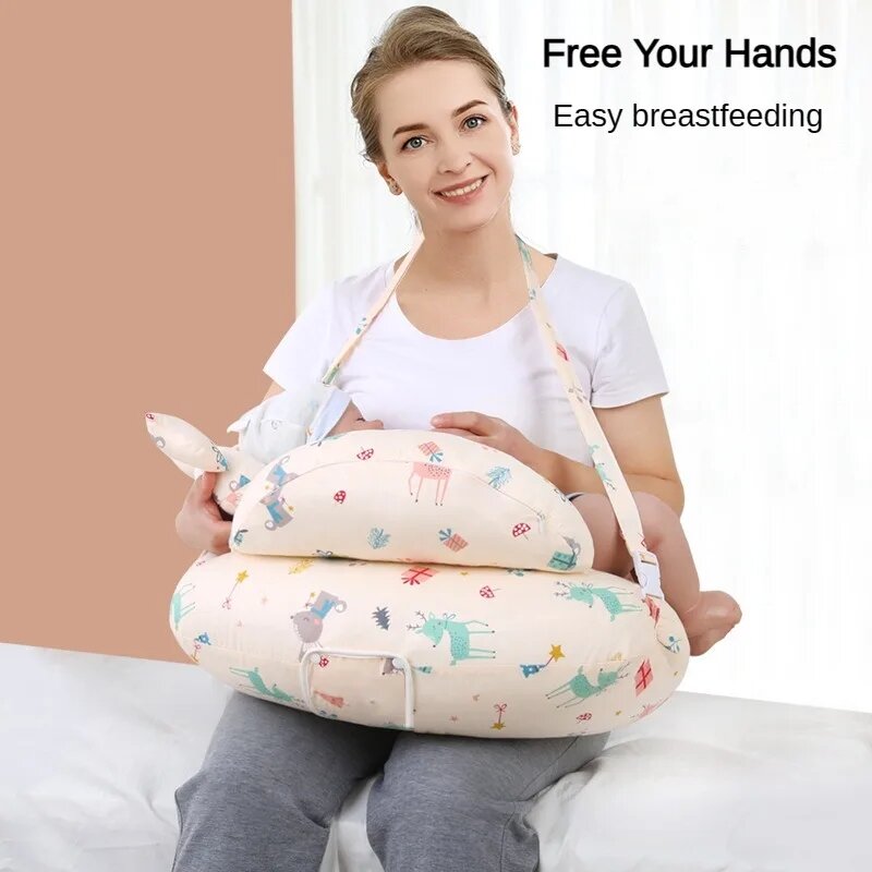 Amamentação e cintura enfermagem travesseiro para recém-nascidos e mães, algodão removível capa