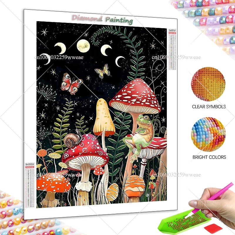 DIY 5D Diamond Painting New 2024 Fantasy Mysterious Mushroom Frog Full Rhinestone Mosaic Embroidery Kit For Home Decor Gifts