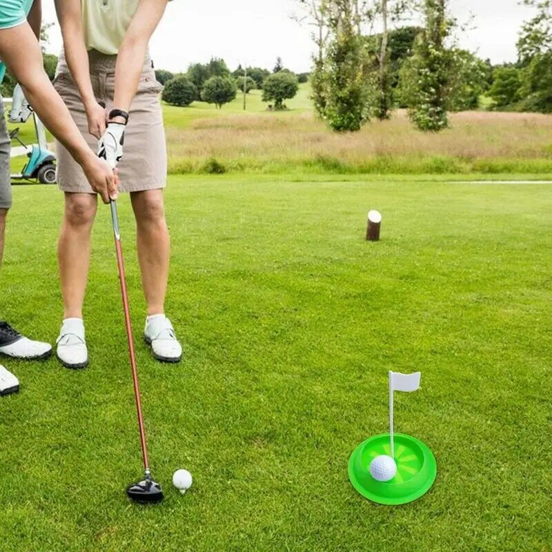 Pin putt Golf, cangkir lubang latihan bendera Golf, lubang putt Golf silikon dapat dilipat untuk kantor, garasi, rumah, halaman