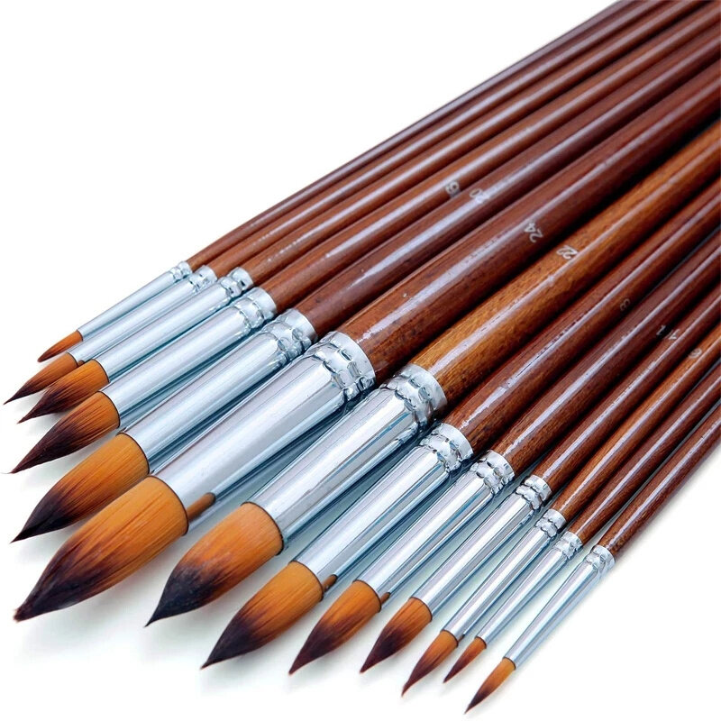 13Pcs Paint Brushes Set Long Handle Large Brushes Soft Anti-Shedding Nylon Hair Paint Brush for Watercolor Oil Gouache Painting