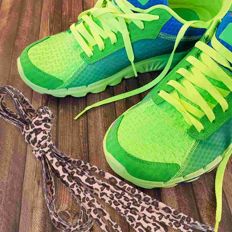 Lacets en dentelle léopard pour baskets, chaussures de sport extensibles, lacets lumineux en polyester à la mode, 2 paires