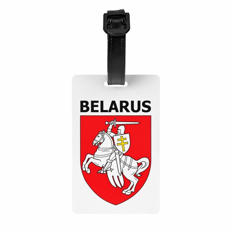 Etiqueta de equipaje con bandera de Pogonya de Bielorrusia, etiqueta de identificación con tarjeta de nombre, símbolo de reconocimiento de personas de Bielorrusia, cubierta de privacidad, bolsa de viaje, Maleta