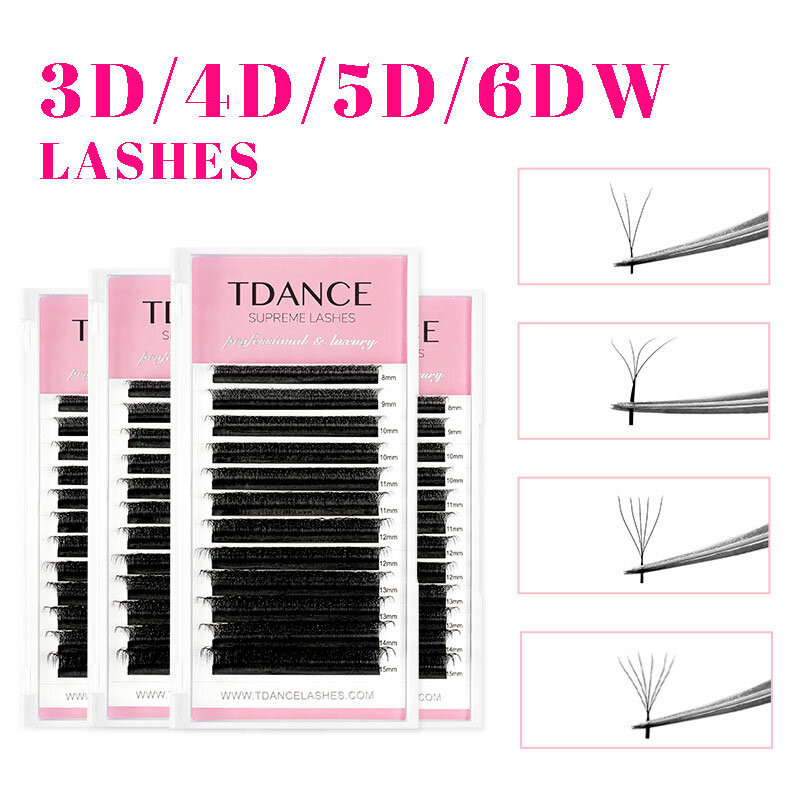 TDANCE 3D 4D 5D 6D Premade Fans Extension ciglia W Style Faux Mink Natural Soft Bloom Lash ciglia voluminose fiorite automatiche