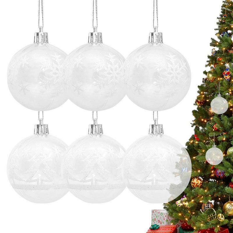 Bauble Fillable Transparente para Decorações de Natal, Bola Clara, Xmas Tree Hanging Ornamento, Pingente para Casa, 6PCs, 6cm