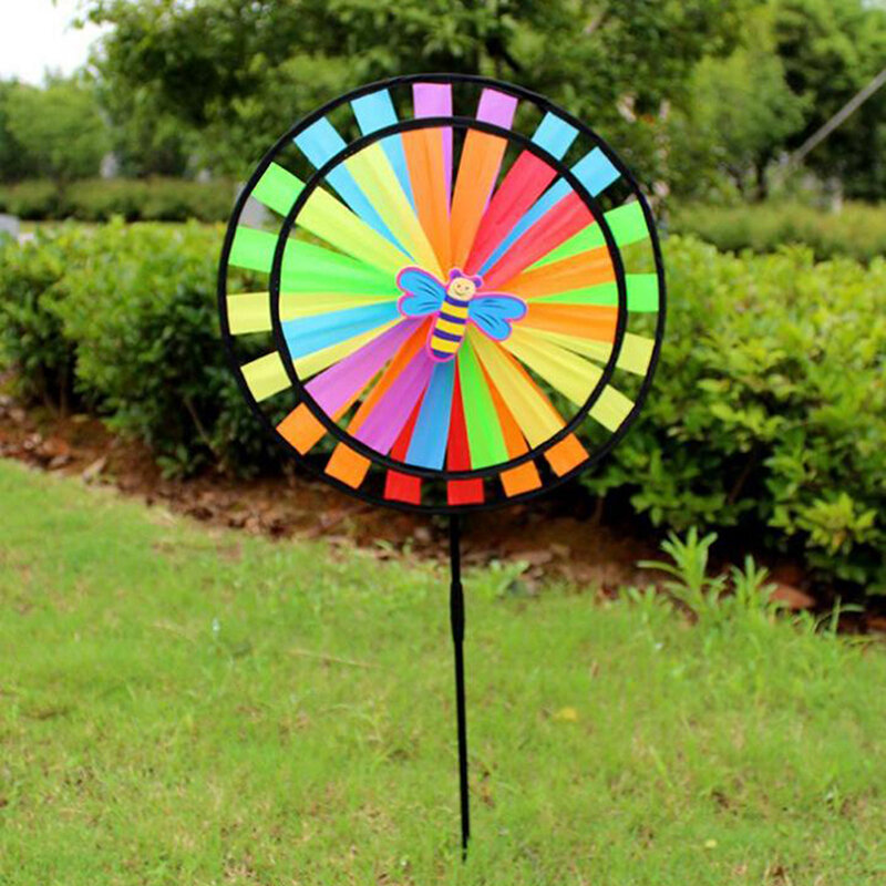 Hot Double Layer Colorful Wheel Windmill Wind Spinner Kids Toys Garden Yard Decor