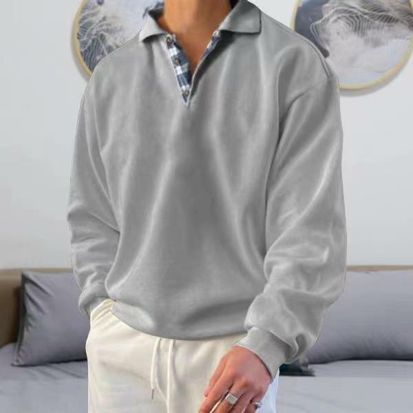 Мужской свободный свитер с длинным рукавом и V-образным вырезом