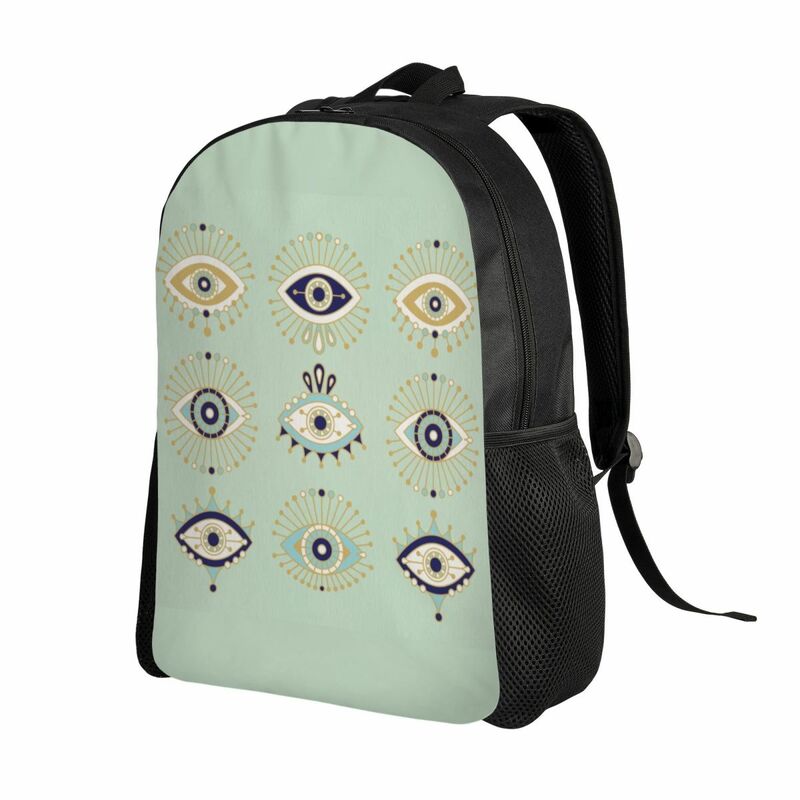 Koleksi mata jahat ransel Laptop Pria Wanita tas buku dasar untuk siswa sekolah kuliah Mediterania Hamsa beruntung pesona tas