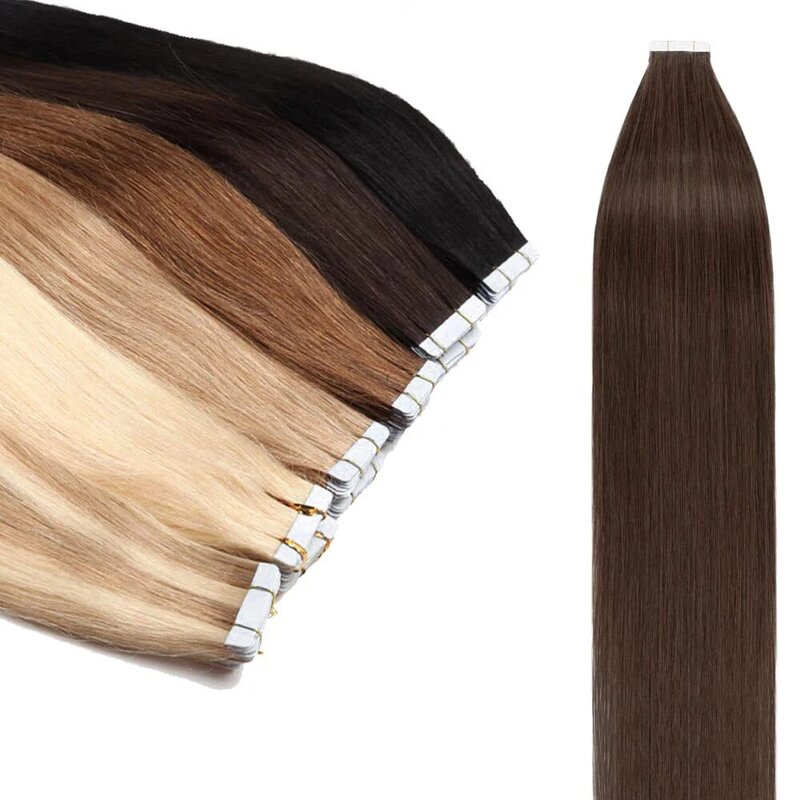 Tape in Extensions Hair 26 Inches Tape in Hair Extensions 100% Human Hair Natural Black Tape Hair Extensions Straight Remy Hair