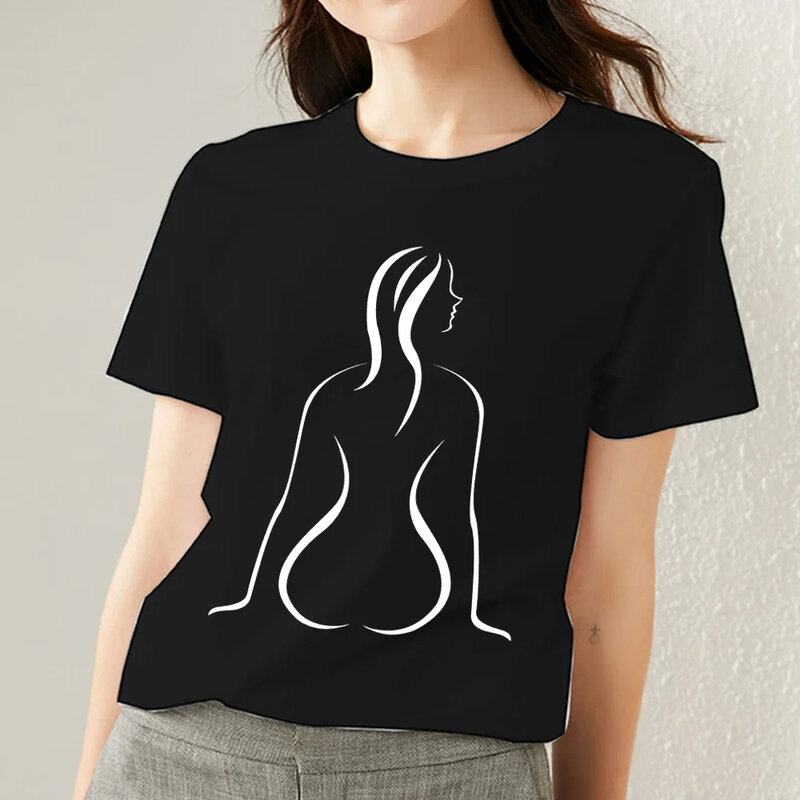 Женская свободная футболка с коротким рукавом, круглым вырезом и принтом