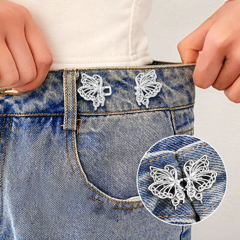 Nuovo 1 paio di regolatori per bottoni Bowknot per pantaloni e gonne tenditore per la vita fibbia regolabile in vita per Jeans nessuna cucitura richiesta