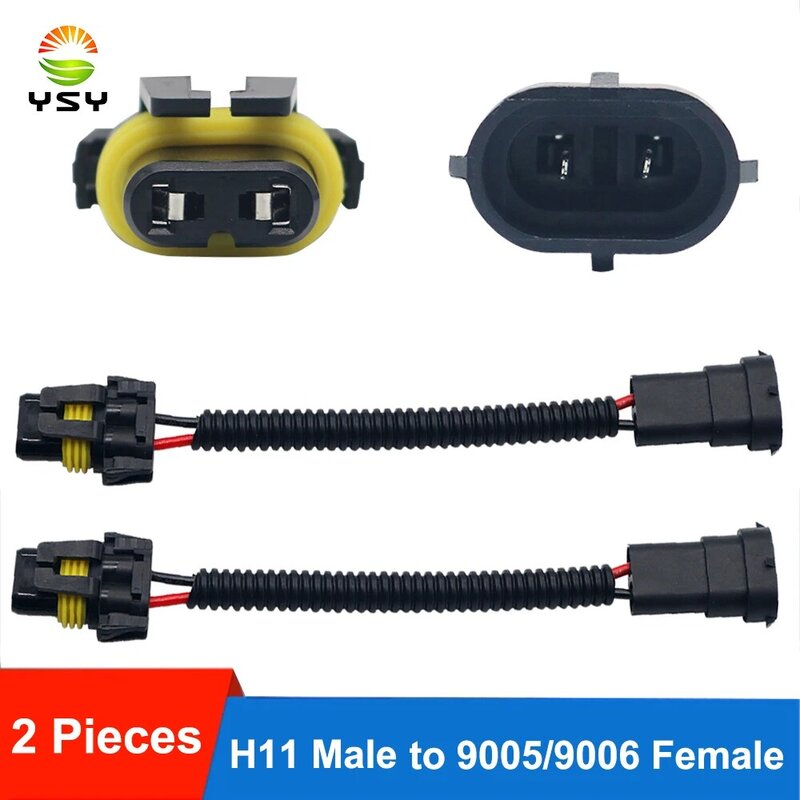 2pc H11 To 9005 HB3 9006 HB4 Conversion Connector Wiring Harness Headlight Fog Light Plug Good Quality Cable Socket Connector