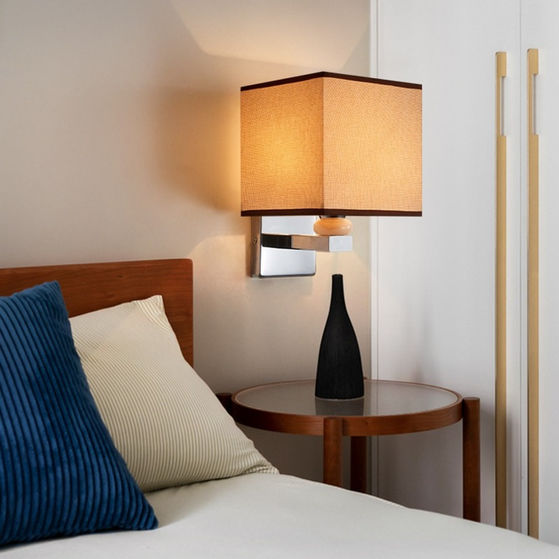 VnnZzo lampada da parete moderna in tessuto minimalista illuminazione interna camera d'albergo a led camera da letto bagno lampada da parete americana lampada da comodino nuovo