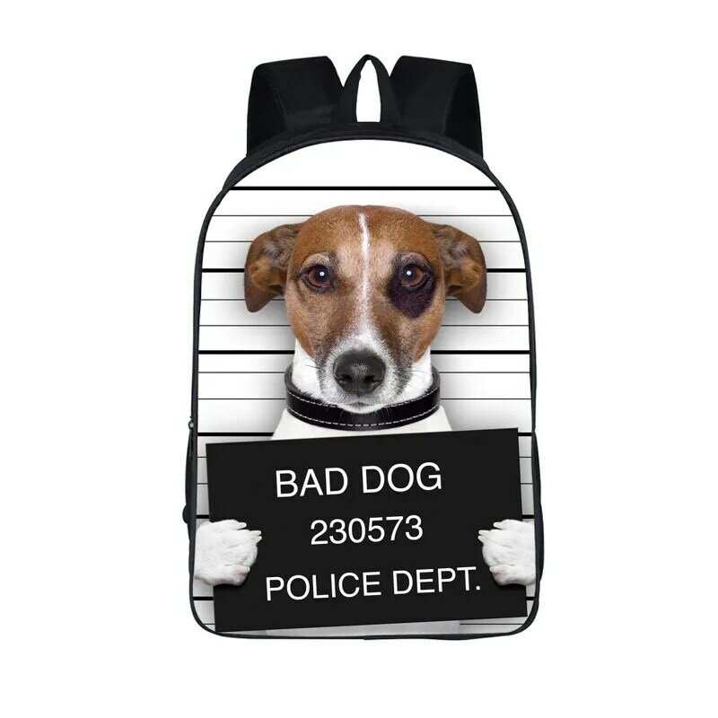 Sac à dos décontracté imprimé Bad Dog pour hommes et femmes, sac à dos de rangement de voyage, sacs d'école pour enfants, sacs à dos pour adolescents, filles et garçons, cadeau drôle