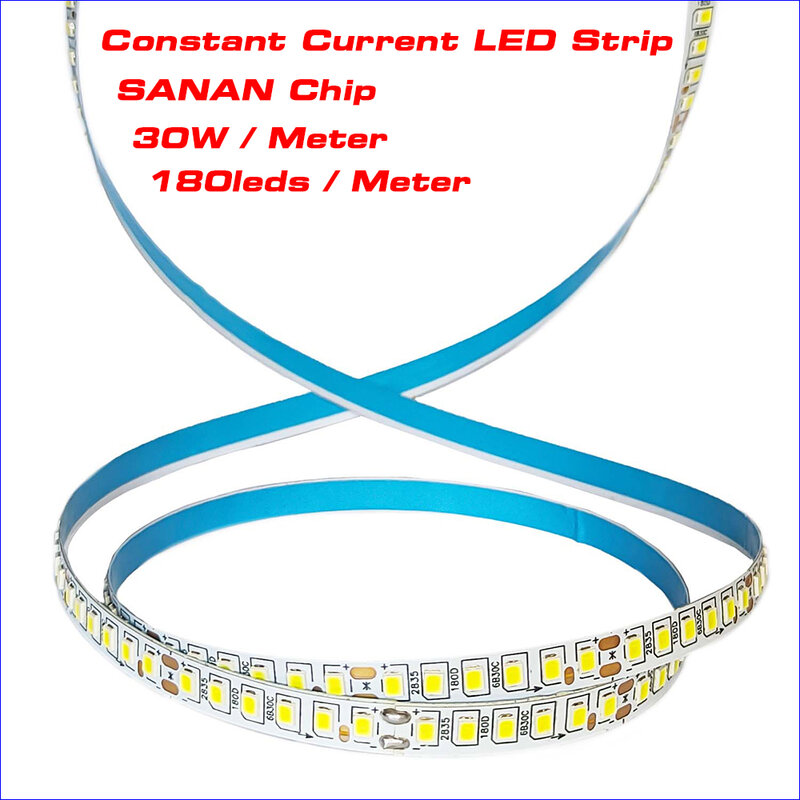 5Meters SANAN Chip 2835 Strip 7MM-6B30C 30W/M 200mA Constant Current LED Ribbon Single Color 3000K/4000k/6500K Flexible LED Belt