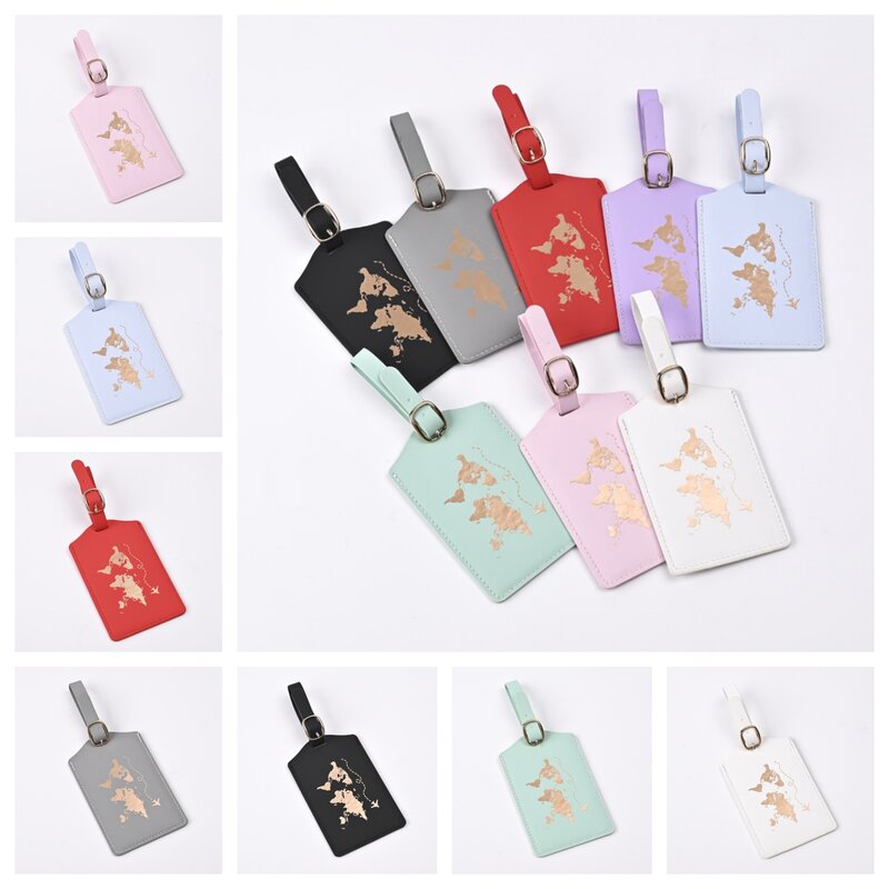 2024 New PU Leather Map Pattern Travel Luggage Tag Pass Boarding Pass Tags Suitcase Label Travel Tags Travel Accessories