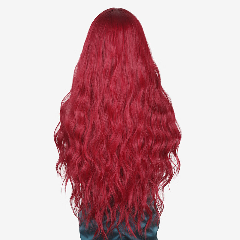 SNQP 80cm Long Curly Red Wig New Stylish Hair Wig for Women Daily Cosplay Party Heat Resistant Natural Looking Synthetic Wig