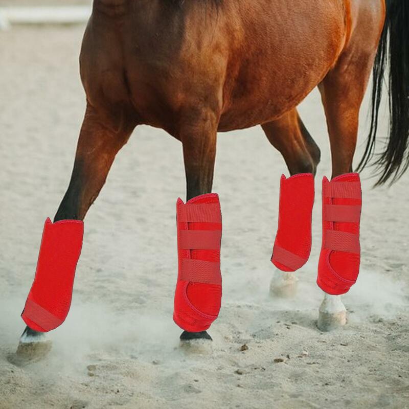 4 buah sepatu bot kuda perlengkapan Neoprene pelindung kaki bungkus kaki untuk berkuda berkuda