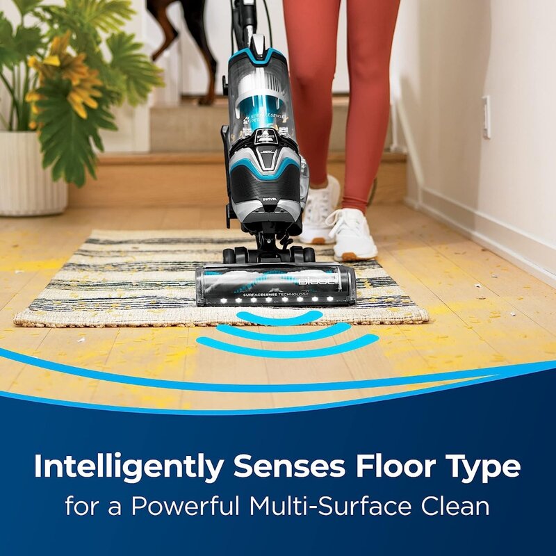 2023 New BISSELL SurfaceSense Pet Upright Vacuum,Tangle-Free Multi-Surface Brush Roll, LED Headlights, SmartSeal Allergen System