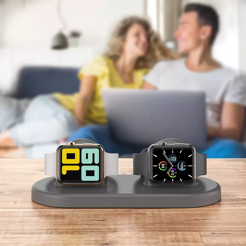 Ahastyle-Apple Watch用デュアルスロット充電器スタンド,ソフトシリコン,耐傷性充電ドック,iwatch,Airpods,ベース用