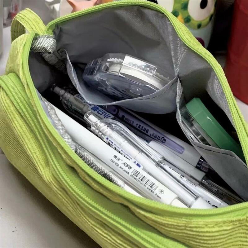 1~10PCS New Pencil Box Green Pencil Case Large Capacity Multiple Layers Student Stationery Box Student Stationery Accessories