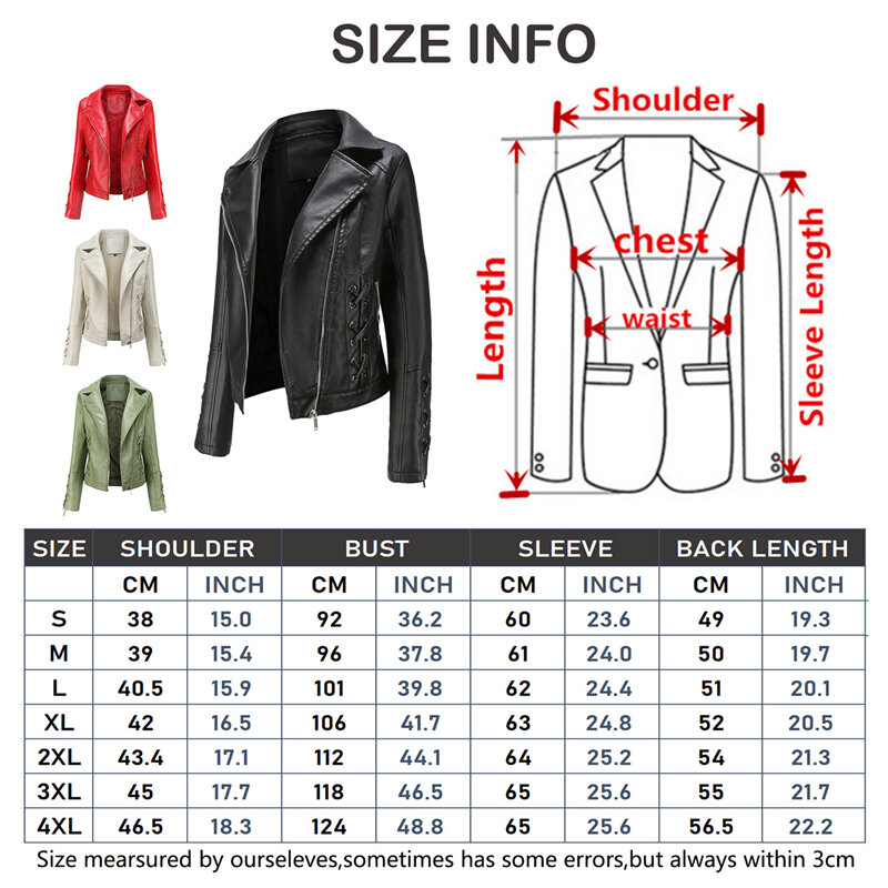 Jaqueta de couro de motociclista para mulheres, jaquetas com zíper para senhoras, verde e bege, vermelho e preto, casaco primavera e outono, 2023