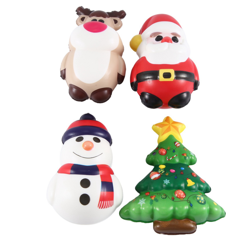 PU 스트레스 해소 장난감 인형 산타 클로스 순록 크리스마스 선물, 느린 리바운드 스트레스 해소 스퀴즈 장난감, 4 개