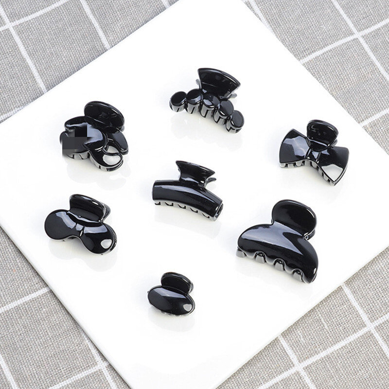 Mini pinces à cheveux en acrylique noir solide, couvre-chef à frange géométrique Simple, épingle à cheveux pour femmes, accessoires 5 pièces/6 pièces