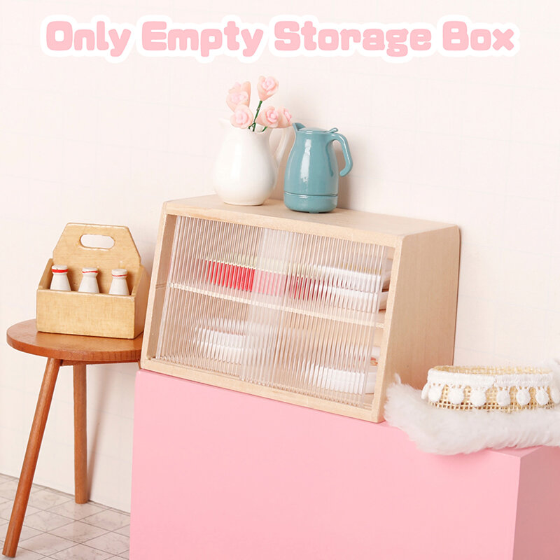 1:12 Dollhouse Miniature Cabinet Wall Cabinet Hanging Dustproof Storage Cupboard Slanted Cabinet Furniture Doll House Decor