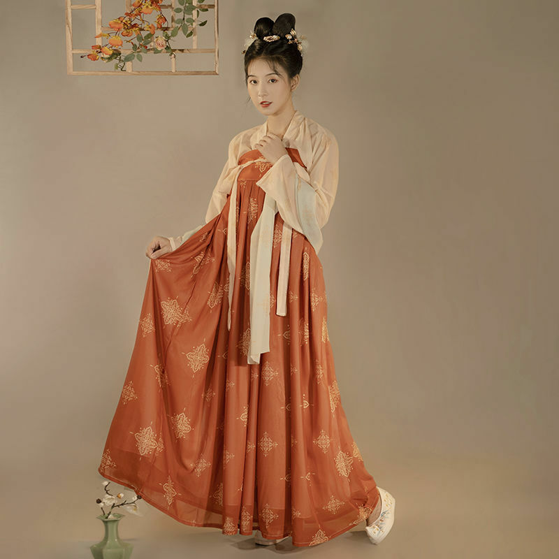 Женский костюм для косплея династии Тан, сценическая одежда, платье ханьфу для народных танцев, весна-лето и осень