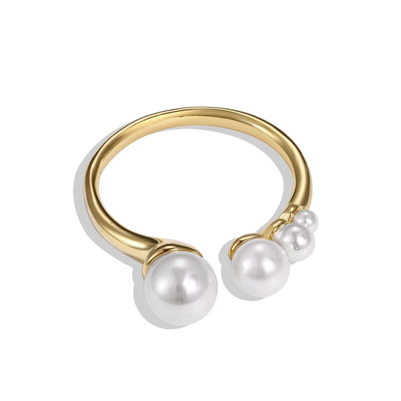 Il nuovo anello in argento Sterling S925 presenta un intarsio di perle semplice e semplice, squisito e Versatile e uno unico e di nicchia
