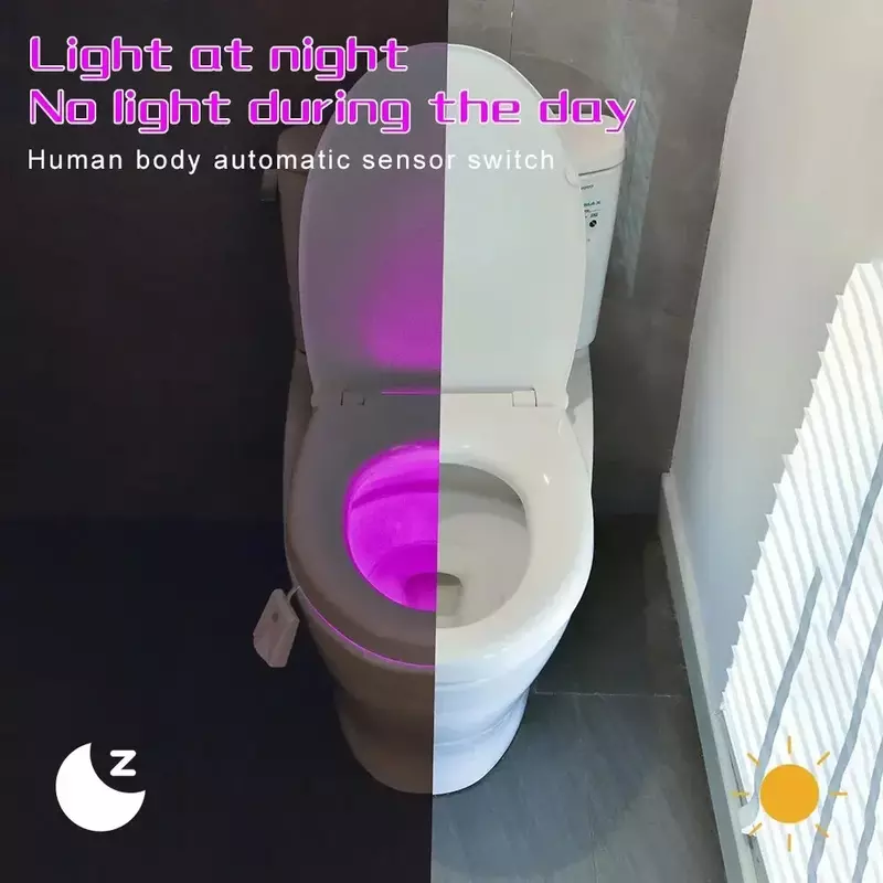 Toilet Induction Lights Motion Sensor LED Night Light Colorful Projection Lamp Rechargeable Bathroom Backlight Lighting Decor