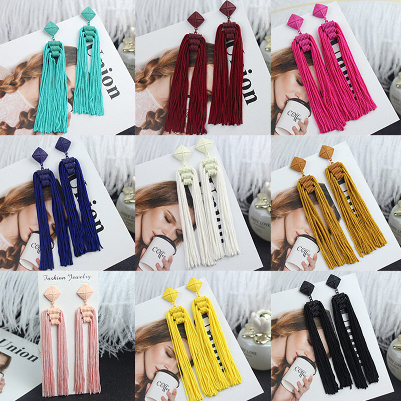 Длинные серьги с кисточками, модные ювелирные изделия 2023, богемные эффектные летние висячие серьги в эстетическом стиле для женщин, аксессуары в Корейском стиле