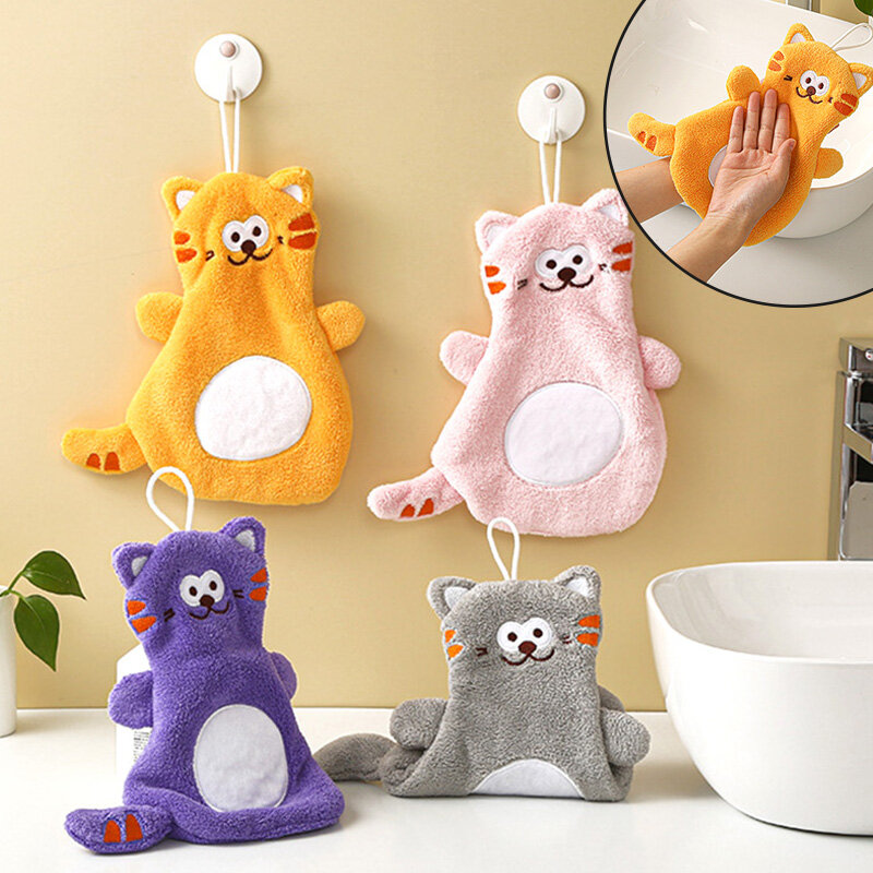 1PC Cute Animal Coral Velvet Wipe Your Hand Towel Coral Velvet Cartoon Animal Wipe The Towel Kitchen Water Absorption Towel