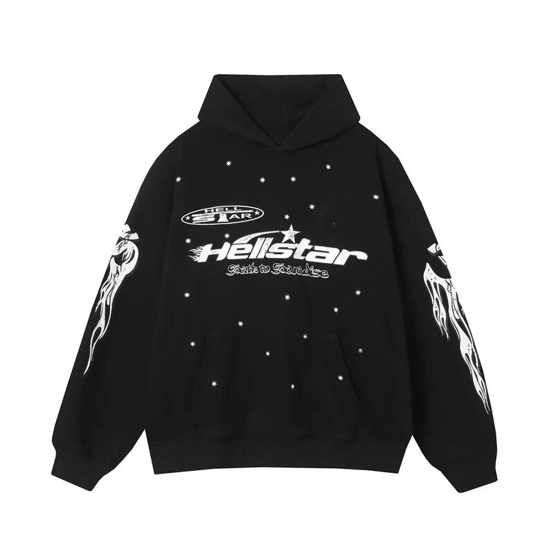Hellstar-Sudadera con capucha para hombre, prenda deportiva masculina de estilo Casual, con estampado de patrón cálido, estilo clásico Hip Hop, Color negro, novedad de 2024