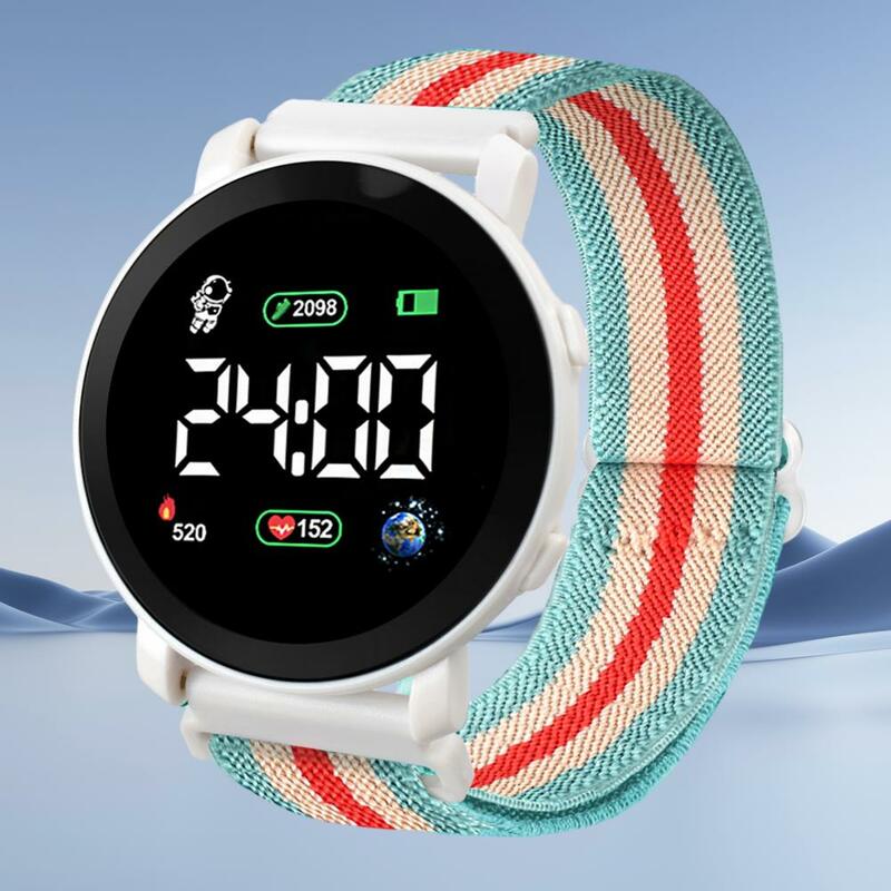 Elektronisch Horloge Led Digitaal Display Ronde Wijzerplaat Verstelbare Riem Accurate Tijd Comfortabel Dragen Digitaal Horloge